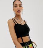 Collusion Ruched Crop Top-black