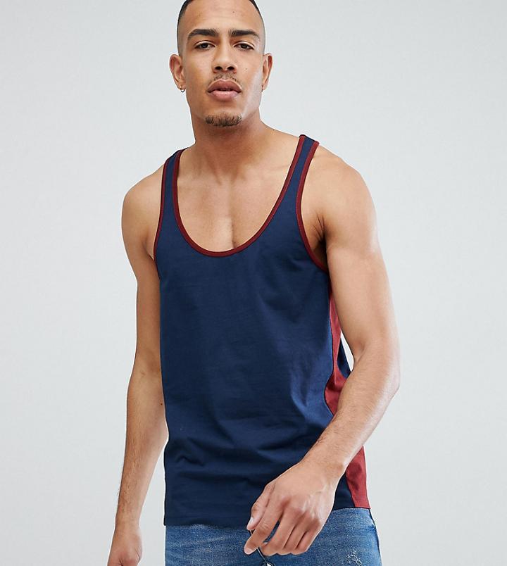Asos Design Tall Tank With Extreme Racer Back And Contrast Panels - Multi