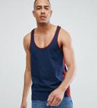 Asos Design Tall Tank With Extreme Racer Back And Contrast Panels - Multi