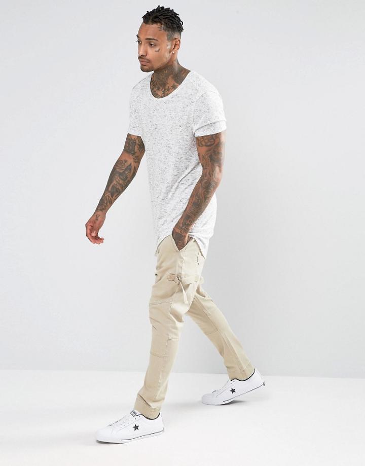Asos Drop Crotch Joggers With Taping In Stone - Stone
