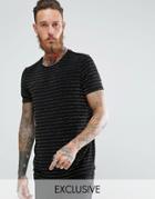 Reclaimed Vintage Inspired Ringer T-shirt In Black With Gold Stripes - Black