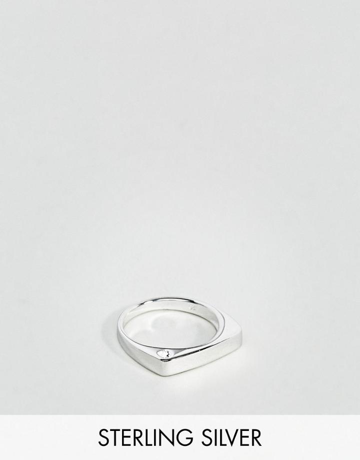 Asos Sterling Silver Ring With Geometric Design - Silver