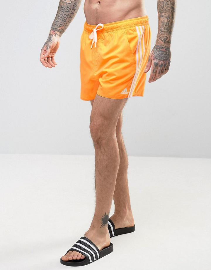 Adidas 3sa Swim Shorts In Short Length - Yellow