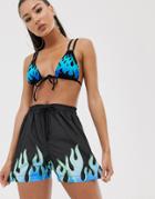 Asos Design Board Shorts In Flame Print - Multi