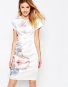Uttam Boutique Cherry Blossom Placement Print Dress - Cream