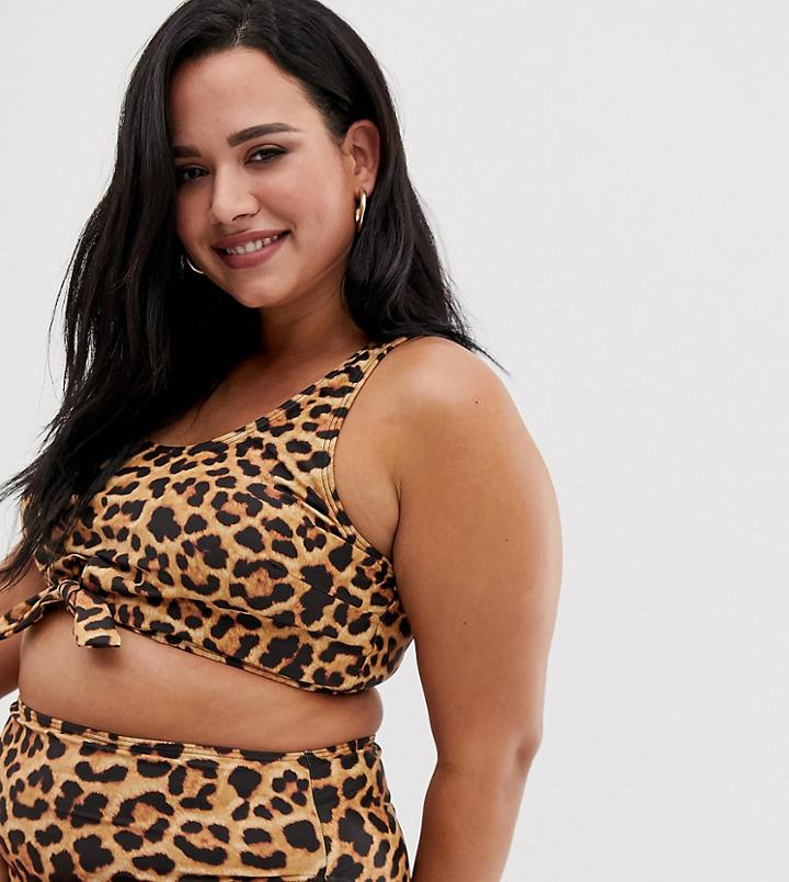 South Beach Curve Mix & Match High Leg Bikini Bottom Leopard Print - Multi