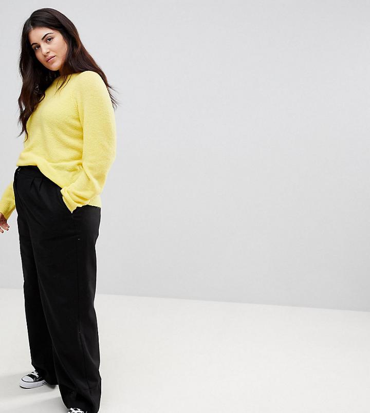 Asos Curve Tailored Clean Linen Wide Leg Pants - Black