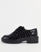 Topshop Leon Lace Up Shoe In Black Croc