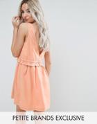 Noisy May Petite Drawstring Dress With Button Back Detail - Orange