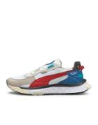 Puma Wild Rider Sneakers In White And Red