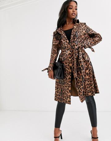 Jayley Leopard Print Trench Coat
