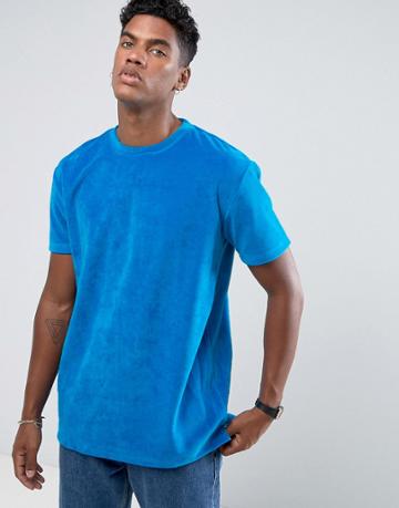 Zeffer Oversized Velour T-shirt - Blue
