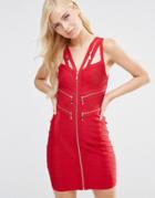 Forever Unique Marla Bandage Dress With Zip Details - Red