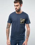 Only & Sons T-shirt With Camo Pocket - Navy