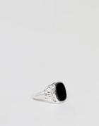 Chained & Able Square Onyx Ring In Silver - Silver