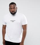 Asos Plus T-shirt With Funnel Neck & Text Print - White