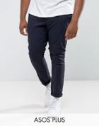 Asos Plus Super Skinny Chinos In Navy - Navy