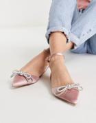 Asos Design Lavish Embellished Ballet Flats In Blush-pink
