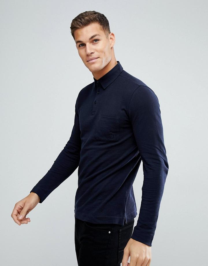 Tom Tailor Long Sleeve Polo Shirt In Navy - Navy