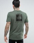 The North Face Red Box T-shirt Back Logo In Green - Green