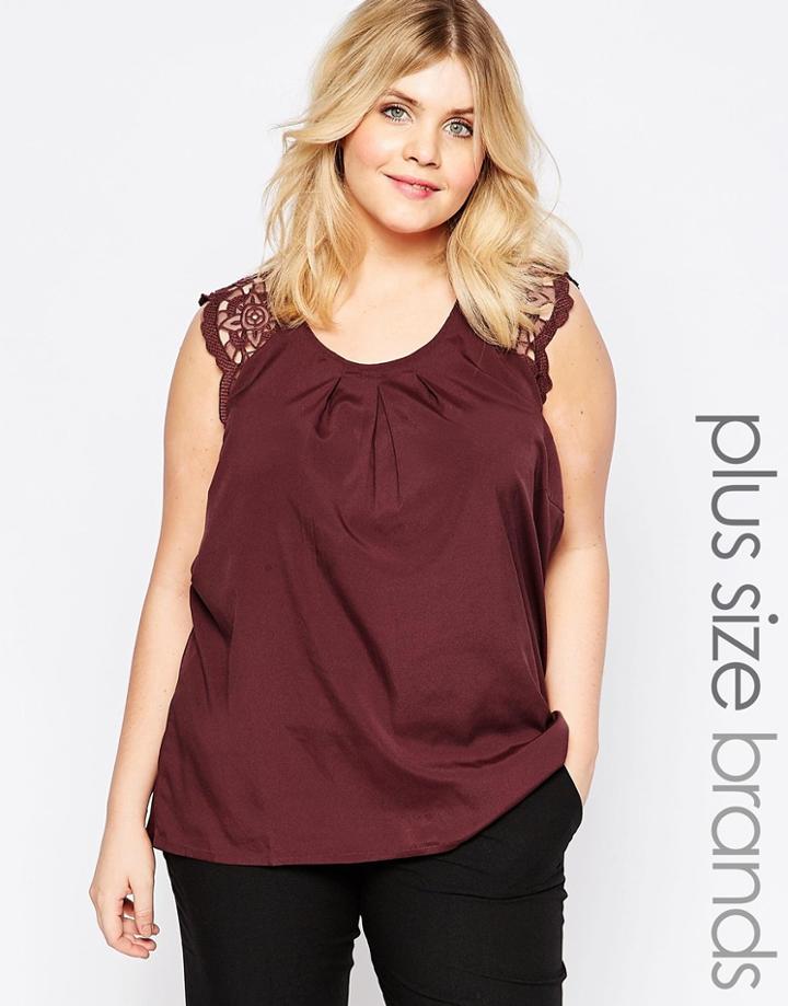 Junarose Plus Una Top With Lace Detail - Fudge