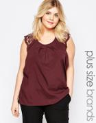 Junarose Plus Una Top With Lace Detail - Fudge