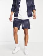 Farah Redwald Stripe Woven Shorts In Navy
