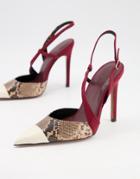 Asos Design Panni Asymmetric Pattern Work High Heels In Snake-multi