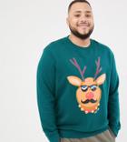 Jack & Jones Originals Plus Size Holidays Sweatshirt With Graphic Print - Green
