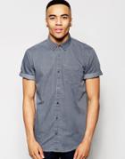 New Look Shirt With Short Sleeves In Gray Denim In Regular Fit - Gray