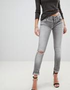 Replay Luz Rip Knee Skinny Jeans - Gray