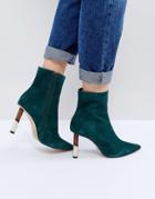 Kg By Kurt Geiger Raine Suede Heeled Ankle Boots - Green