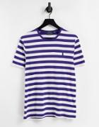 Polo Ralph Lauren Player Logo Stripe T-shirt In Navy/white