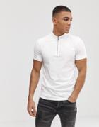 Jack & Jones Premium Turtleneck T-shirt With Zip - White