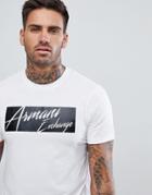 Armani Exchange Slim Fit Text Logo T-shirt In White - White
