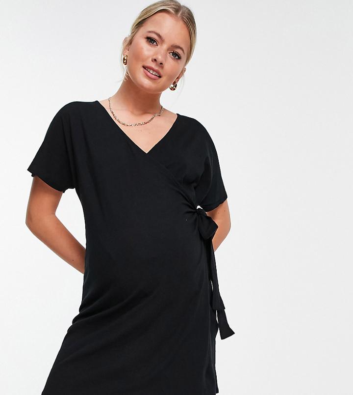 Asos Design Maternity Wrap Dress In Black