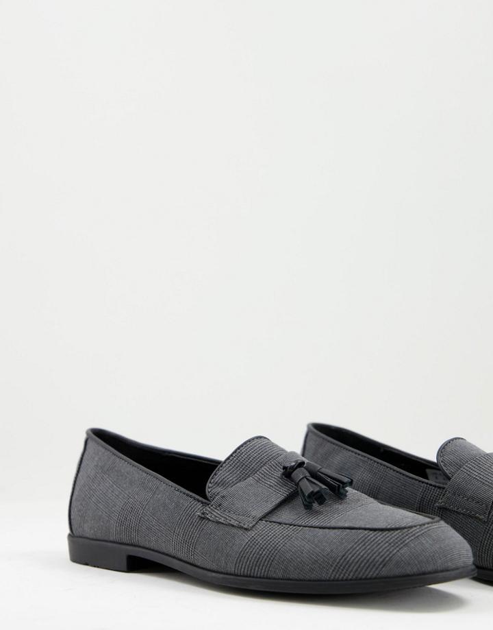 Topman Gray Check Prince Check Loafers