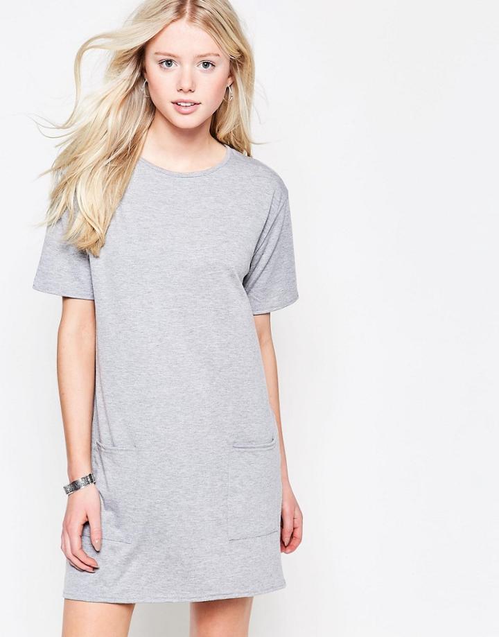 Daisy Street Jersey Dress With Pockets - Gray