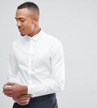 Asos Design Tall Wedding Slim Fit Sateen Shirt With Double Cuff - White