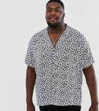 Asos Design Plus Shirt In Heart Print With Deep Revere - White