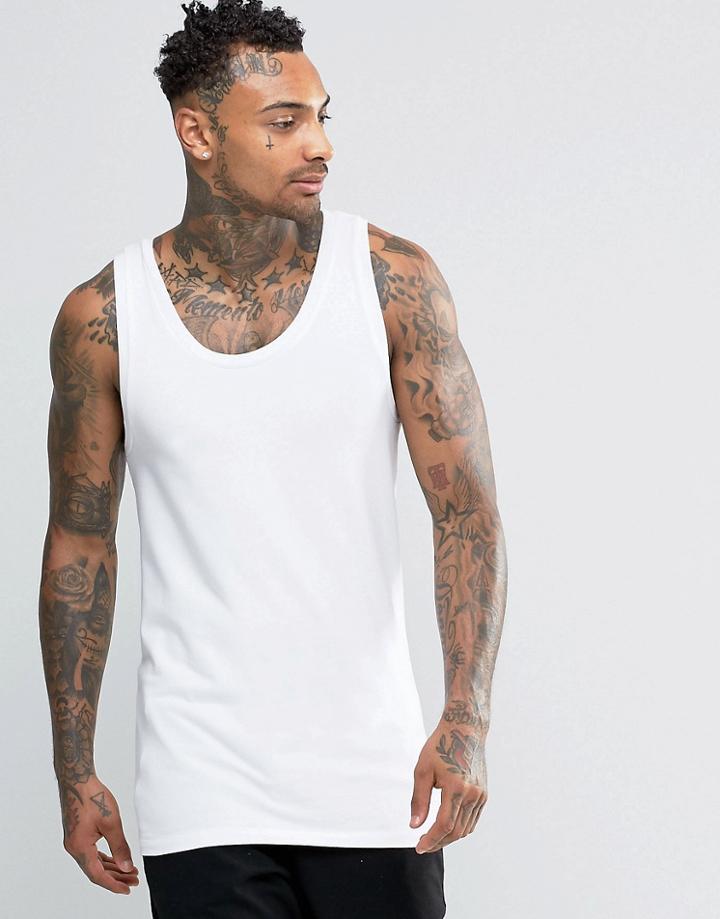 Asos Longline Muscle Tank In White - White