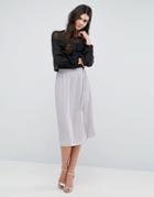 Love & Other Things Wrap Front Midi Skirt - Gray