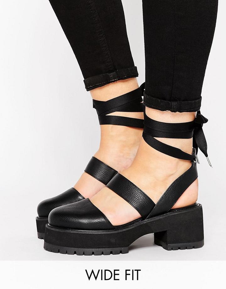 Asos Oblong Wide Fit Chunky Heels - Black