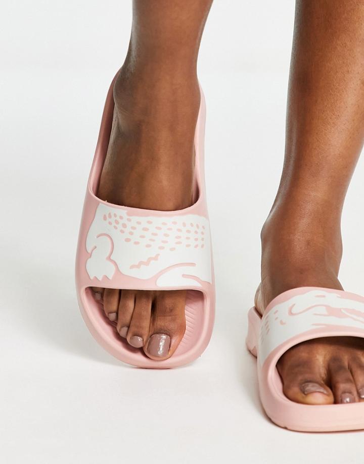 Lacoste Croco 2.0 Logo Slides In Pink - Pink