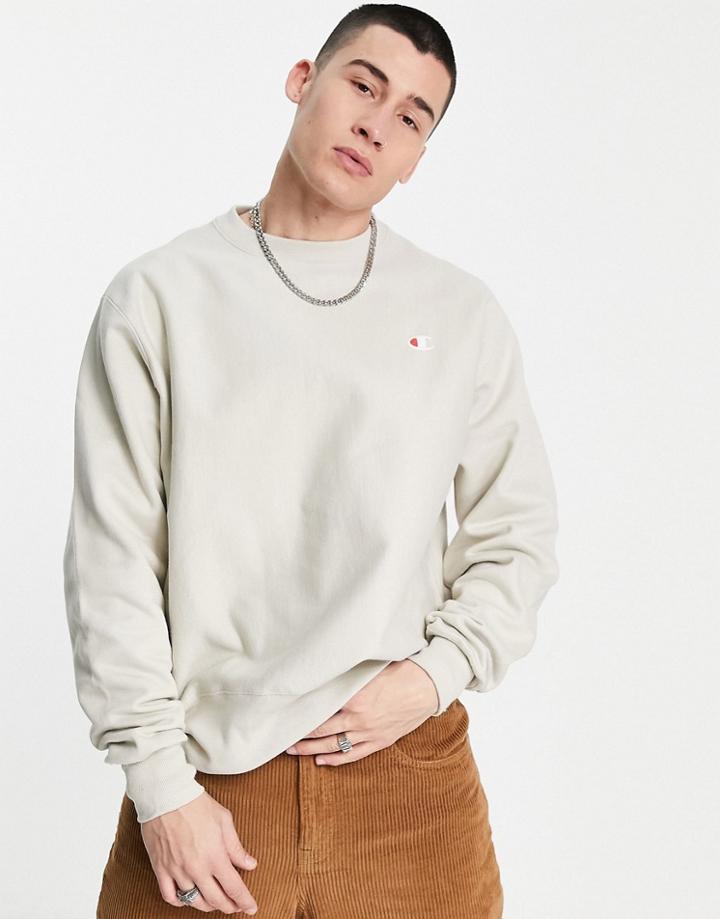 Champion Small Logo Sweatshirt In Tan-brown