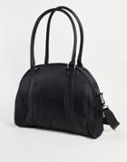 Asos Design Retro Sports Holdall Bag In Black Nylon With Shoulder Strap