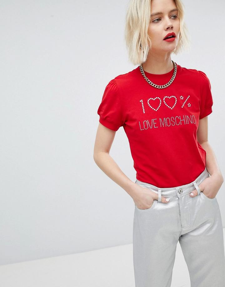 Love Moschino Top Marks Print T-shirt - Red