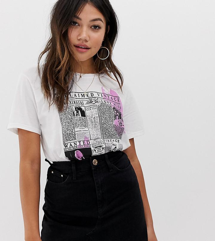 Reclaimed Vintage Inspired T-shirt With Newspaper Print-black