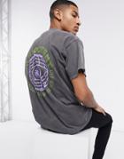 New Look Oversized T-shirt With Globe Back Print In Gray-black