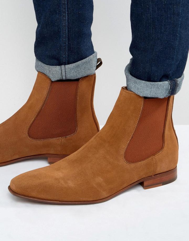 Aldo Biondi Suede Chelsea Boots - Tan